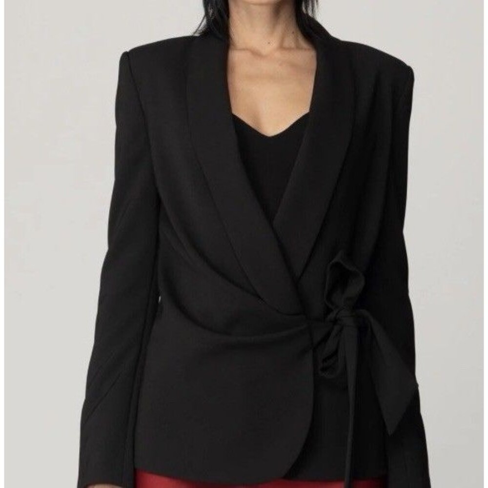 ANIYE BY Blazer Jacket Wrap Tie Belt BLACK Made In Italy 38 US XXS $424